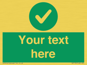 Custom green background, green circle with tick